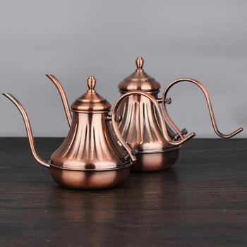 

304 Stainless Steel Coffee Pot Classic Design Palace Noble Kettle Long Mouth Hand Coffee Maker Bronze Teapot Leisure Time Drink