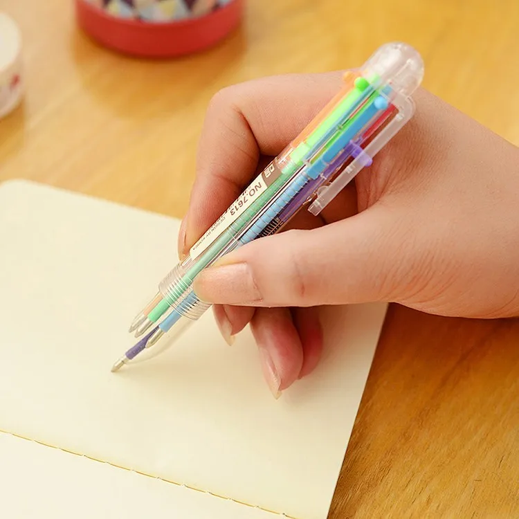 1 шт. DIY креативные новые пишущие Цветные Разноцветные шариковые ручки милые 6 в 1 цвета офисные школьные канцелярские принадлежности акция подарок