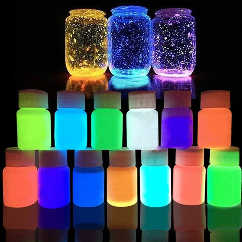 

13 Colors Acrylic Paint Glow In The Dark Luminous Glowing Paint Pigment Fluorescent Powder Painting For Nail Art Supplies