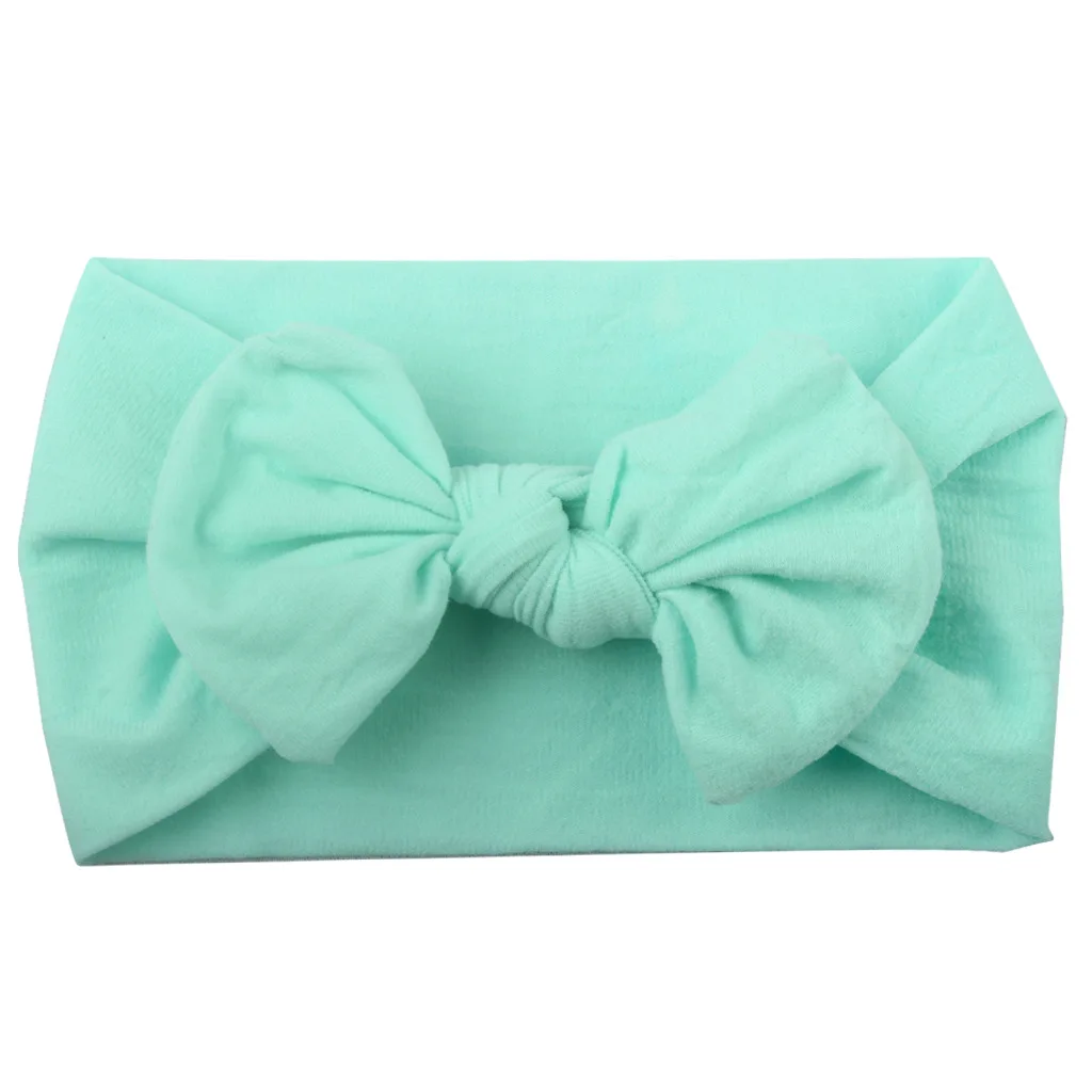 Mint Green Детская повязка на голову с большим бантом; повязки на голову для младенцев; повязки с узелком для малышей; повязка на голову для новорожденных девочек; реквизит для фотосессии - Цвет: Mint Green