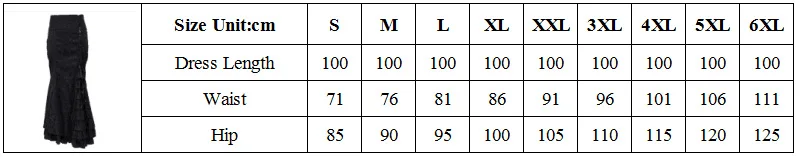 6XL размера плюс черная парча на шнуровке тонкая Длинная Русалочка с рюшами Готическая викторианская юбка стимпанк юбки для женщин соответствующий корсет