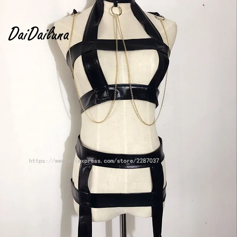 2017 New Sexy Lingerie Women PU Leather SM Bundled Sexy Costumes Eyepatch+Handcuffs+Stockings Female Prisoner Erotic Lingerie 2017 New Sexy Lingerie Women PU Leather SM Bundled Sexy Costumes Eyepatch+Handcuffs+Stockings Female Prisoner Erotic Lingerie