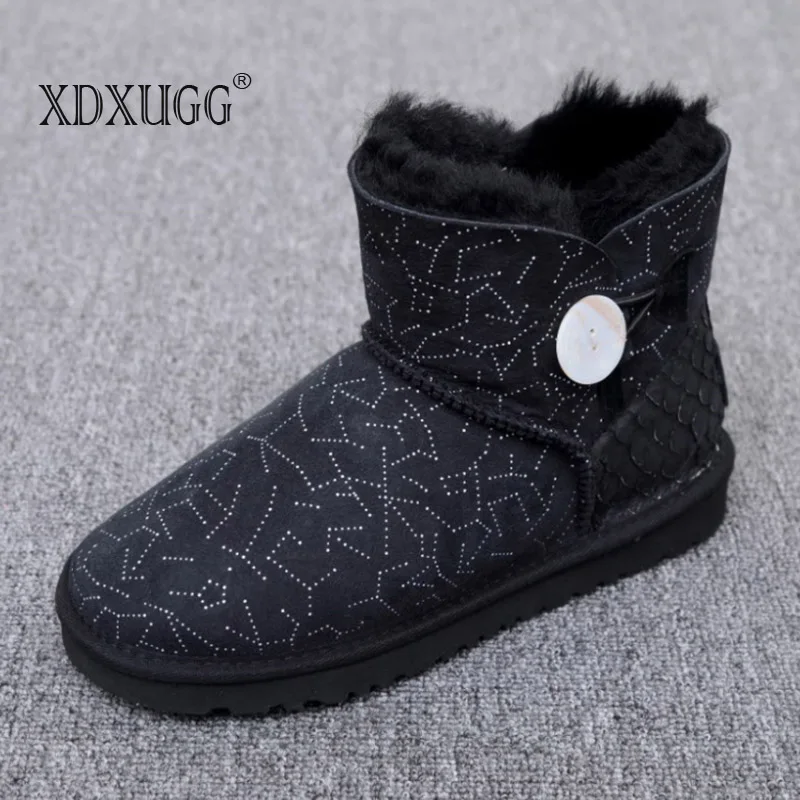 

Australia Natural sheep fur one snow boots female buckle with winter flat bottomed warm short boots,Low price discount