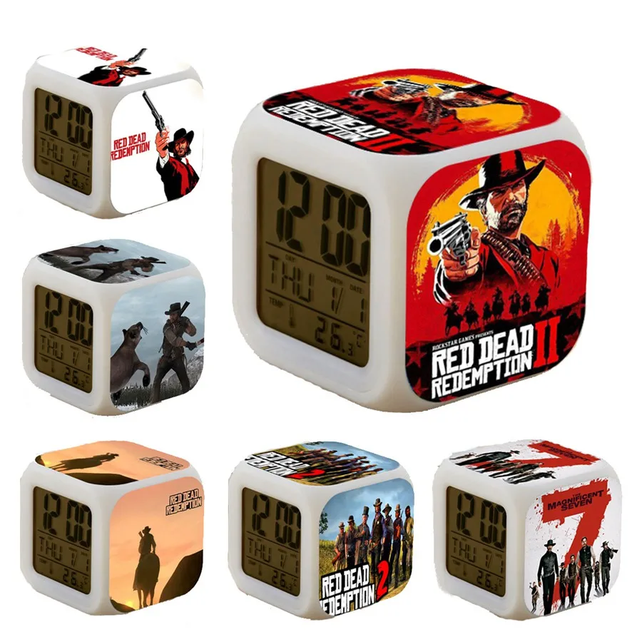 

Hot Game Red Dead Redemptio 2 Bedroom Digital Luminous Watch Flash Alarm Despertador Kids Night color Changing Bedside Clock
