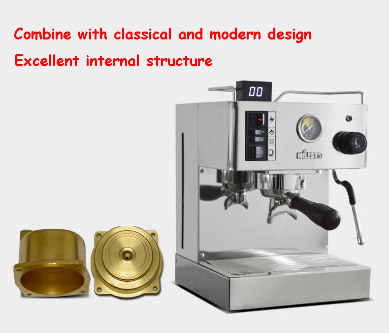 Коммерческая кофеварка, улучшенная версия, итальянская полуавтоматическая кофемашина из нержавеющей стали, EM-18 дисплей времени извлечения