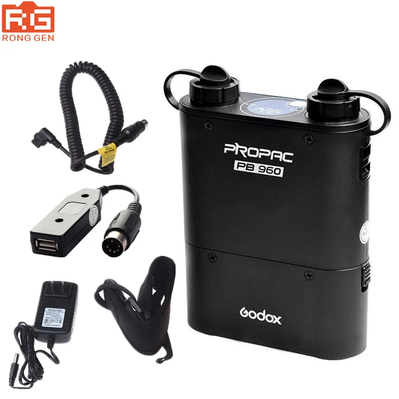 

Godox Black PB960 Dual-Output Speedlite Power Battery Pack 4500mAh for Canon Nikon Sony Flash +Flash charging cable + PB-USB