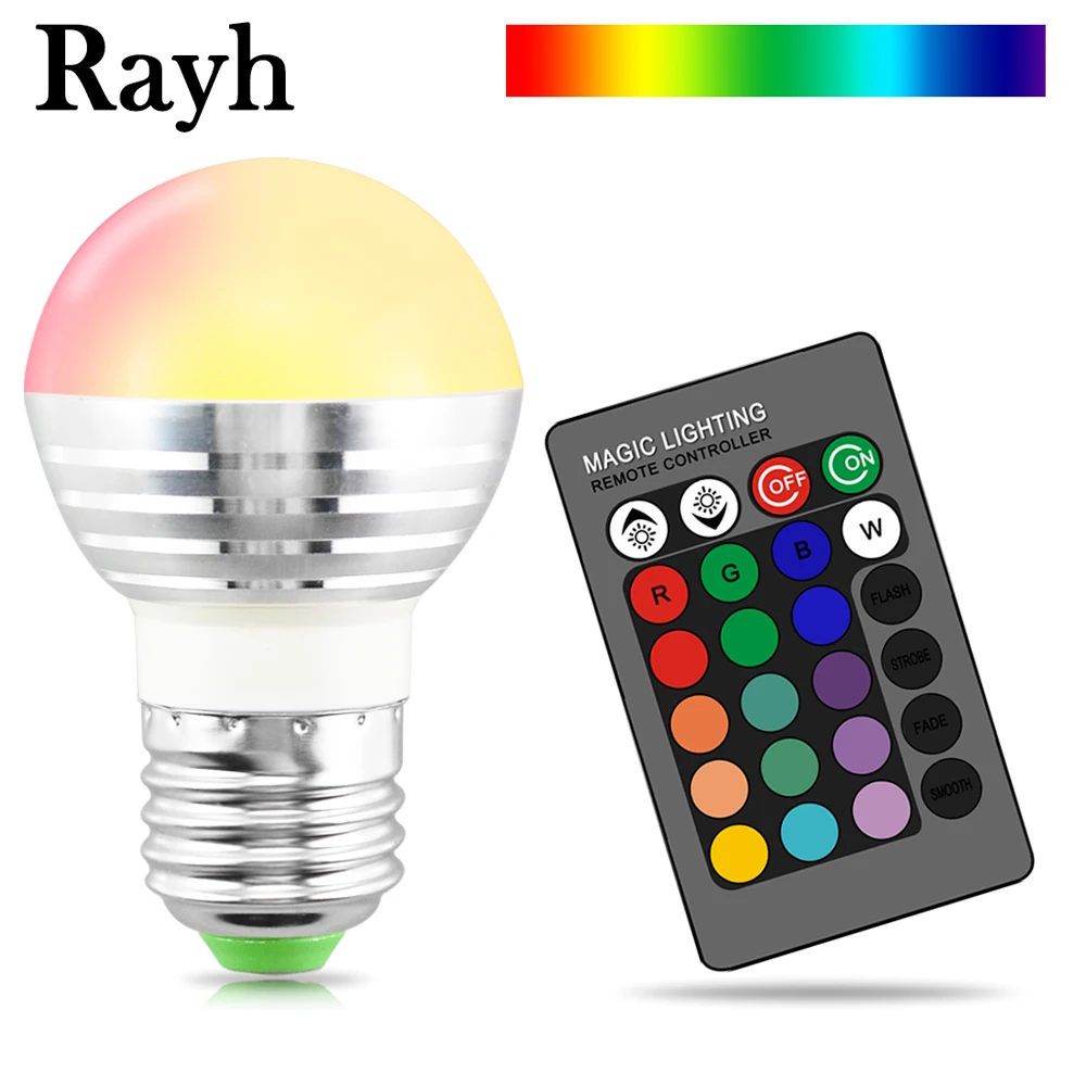 Полноцветная E27 E14 B22 RGB Светодиодная лампа 5 Вт 7 AC85V-265V 110В 220В шариковая