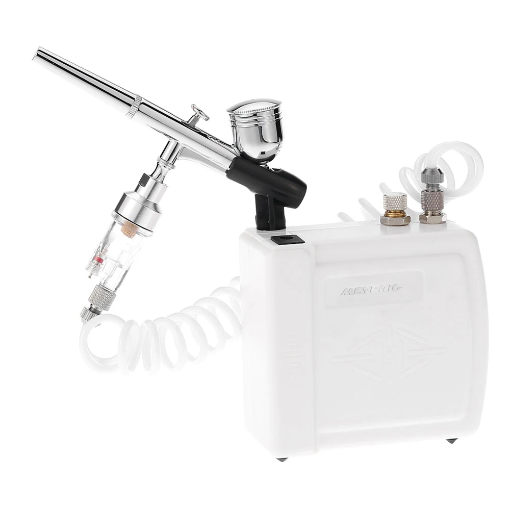 

Meterk Professional Airbrush 110-240V Gravity Feed Air-brush paint spray gun sandblaster for Art Painting Makeup Nail Tool Set