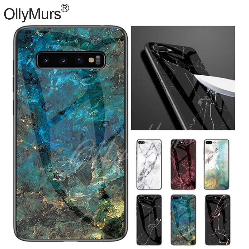 

Marble Tempered Glass Case For Samsung Galaxy A50 A30 A10 S10 Lite A6 S8 S9 Plus S7 edge M30 M20 M10 J730 J6 j5 Prime A9 S Cover