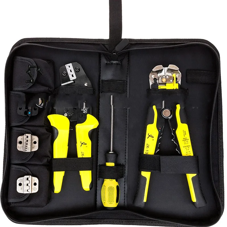 

4 In 1 Wire Crimper Tools Kit Engineering Ratcheting Terminal Crimping Pliers Wire Crimper + Wire Stripper+ S2 Screwdiver