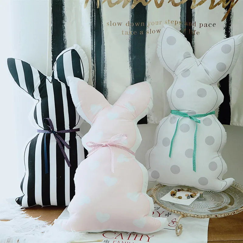 

55*30cm Japanese soft sister plush pillow cute rabbit ribbon cushion wave rabbit plush toy for baby gifts