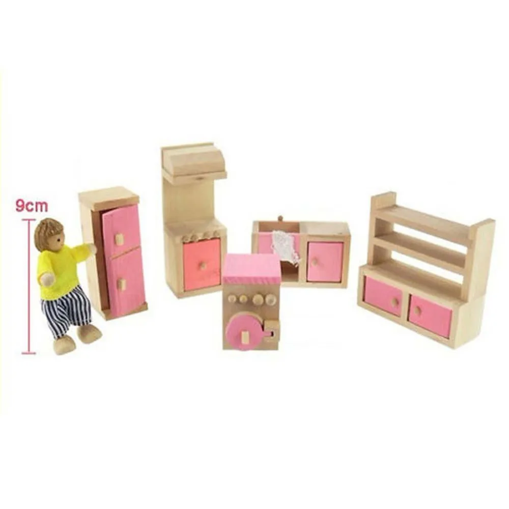 Деревянная кукла, мебель для кухонного дома, детская игрушка для игр, миниатюрный кукольный домик для обучения и обучения, подарки на праздник для детей