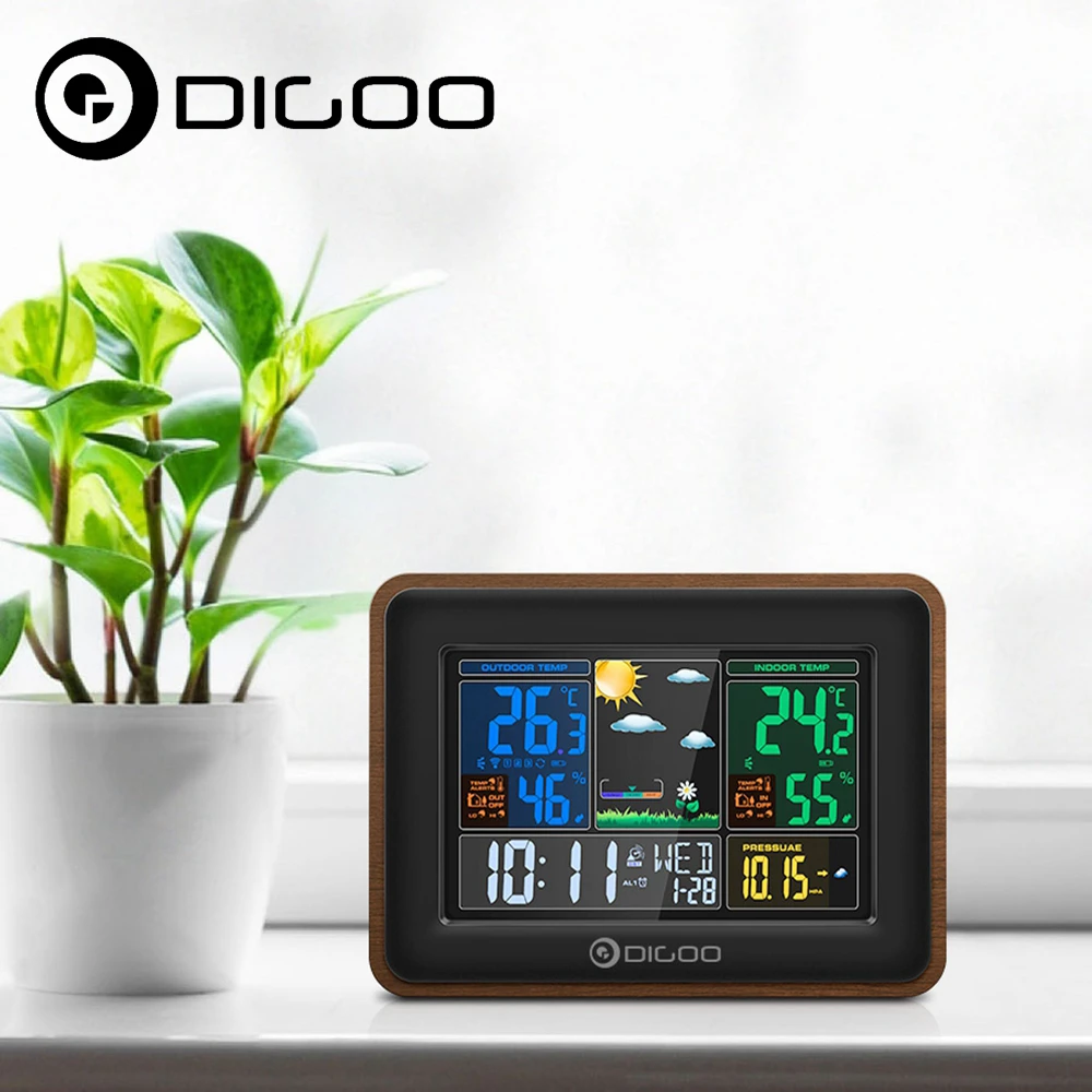 Digoo DG-TH8878 Smart Home Weather Station Barometric Hygrometer Humidity Thermometer Temperature Outdoor Sensor Clock