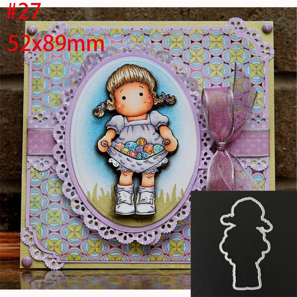 

Candy Girls Transparent Stamp+Metal Cutting Dies Stencils Scrapbooking Embossing For DIY Card Crafts Photo Album Decor Gift