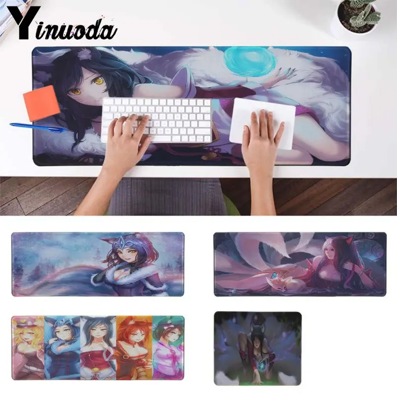 

Yinuoda Boy Gift Pad League of Legends Ahri Locking Edge Mouse Pad Game Free Shipping Large Mouse Pad Keyboards Mat