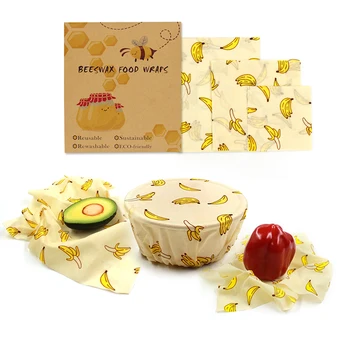 

100% Natural Beeswax Food Preservation Cotton Cloth FDA-Certified 3 Sizes/set Reusable Wrap Seal Keep Freshness Kitchen Supplies