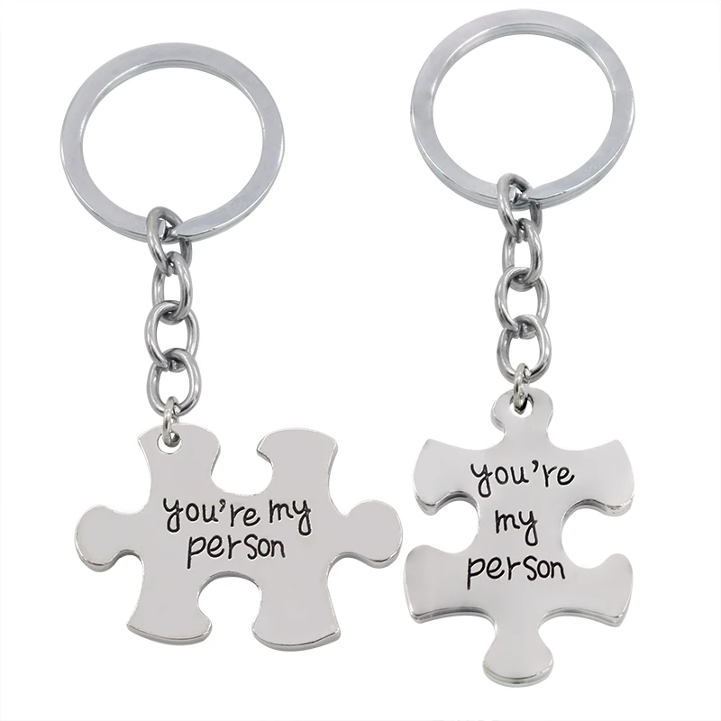 2 Pçs/set Puzzle você é Minha Pessoa Casal Chaveiro Para Os Amantes Você é A Minha Pessoa Chave Titular Cadeia Anel Melhores Amigos llaveros