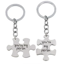 2 Pcs Set Puzzle You re My Person Couple font b Keychain b font For Lovers