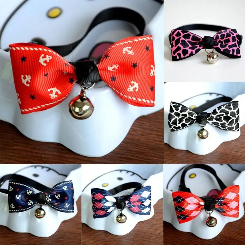 1Pcs Safety Dog Cat Pet Collar Cute Bow Tie Dog Collars With Bell Puppy