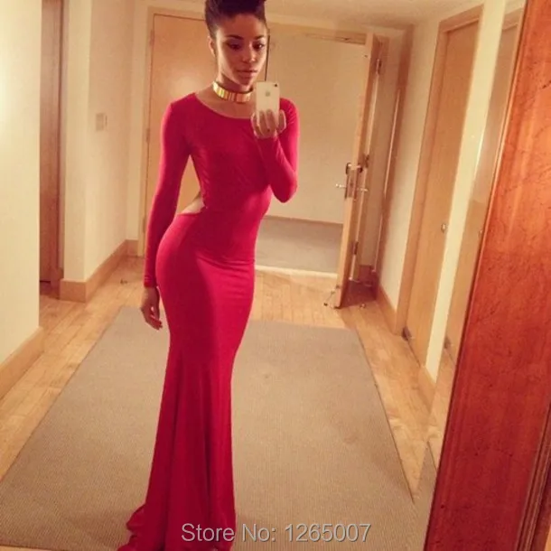 2017 Slim font b Prom b font font b Dresses b font Long Sleeves Cut Out