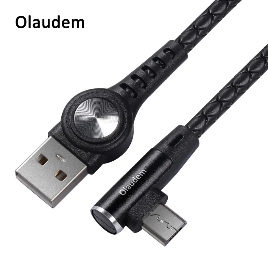 Olaudem TPE Micro USB кабель 90 градусов Быстрая зарядка для Android передачи данных кабели