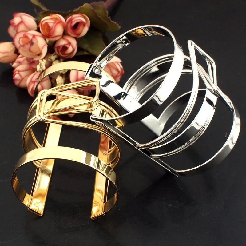 UKMOC замок защелка дизайн сплав открытая манжета браслеты аксессуары для женщин платье браслеты ювелирные изделия золотой цвет и серебряный цвет B374