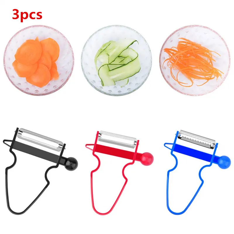 

WOTMULY 3 pcs Set Slicer Shredder Peeler Cutter Multi Peel Stainless Steel Blade Zucchini Pasta Noodle Spaghetti Maker ST0047