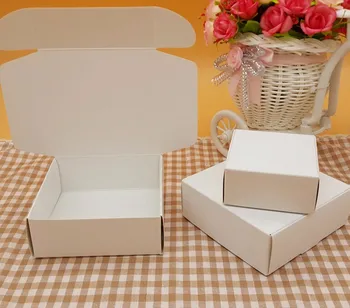 

100pcs/lot Blank White Khaki Paper Party Boxes Smart Little Sized Craftwork Gift Fastener Ear Rings Aircraft Cardboard Boxes