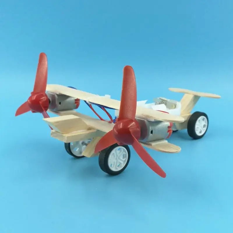

DIY Electric Power Glide wind Plane Car Model Kit Wood Kids Physical Science Experiments Toy Set Preschool Educational