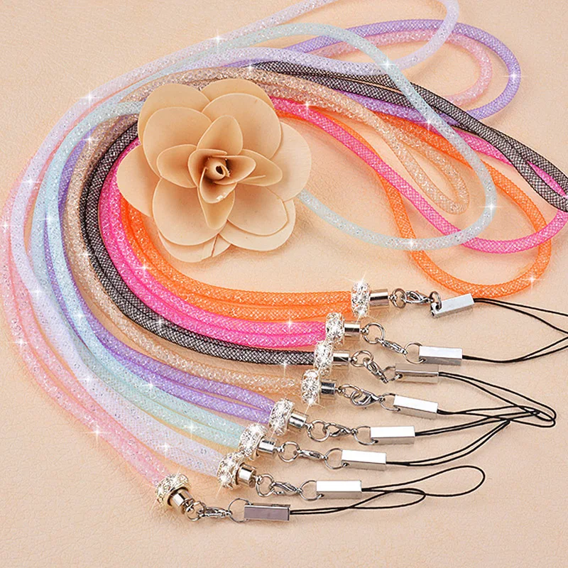 New Mobile Phone Lanyard Strap Bling Crystal Luxury Diamond Candy Color Hanging Neck Rope Telephone Belt Hang Chain Bracelet | Мобильные
