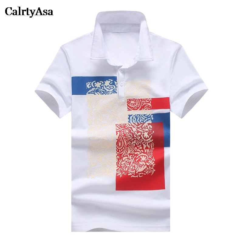 CalrtyAsa European Style Print Short Sleeve Polo Shirts Men Good