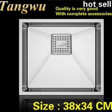 Роскошная труба балкон кухня ручная раковина одинарная мойка 304 нержавеющая сталь сделать блюда Горячая 380x340 мм