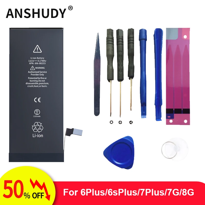 

Phone Lithium Battery For iPhone 6P 6SP 7P 7G 8G High Capacity 0 Cycle 3350/3300/2150/1821mAh Replacement Batteries + Free Tools