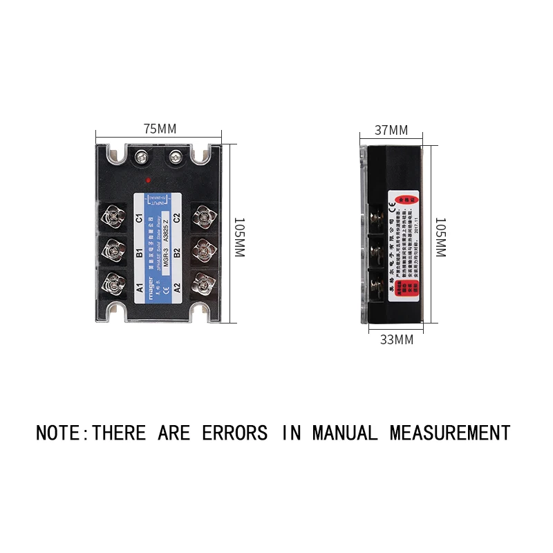 25A AC управление AC трехфазное твердотельное реле(MGR-3 A4825 Z) SSR 70-280VAC к 480VAC с защитными крышками