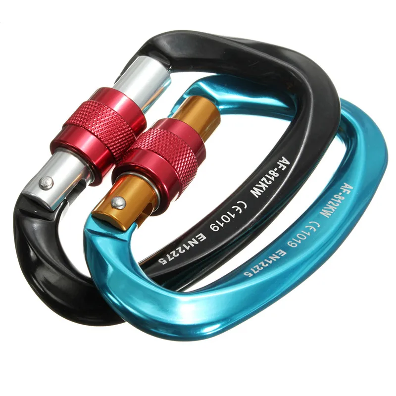 Climbing Carabiner 24KN D Shape Aluminum Professional Screw Lock Rock