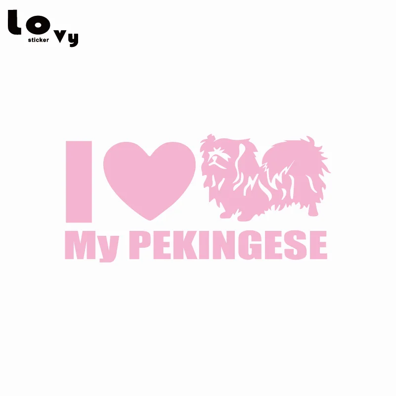 Виниловая забавная наклейка для автомобилей I Love My Pekingese мультяшная собака