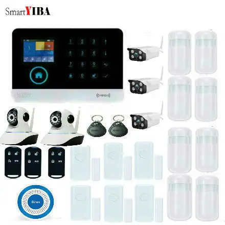 SmartYIBA APP Control GSM Home Security font b Alarm b font System Outdoor Indoor Camera Door