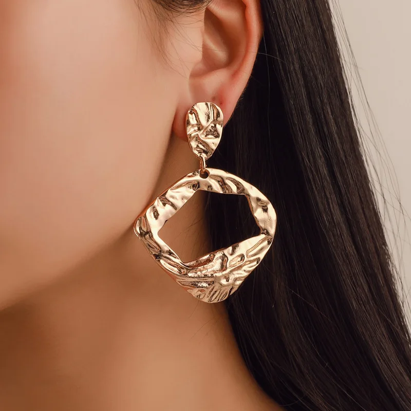 

New Arrival Irregular Gold Silver Color Round Circle Drop Dangle Earrings for Women Girls Personality Fashion Ear
