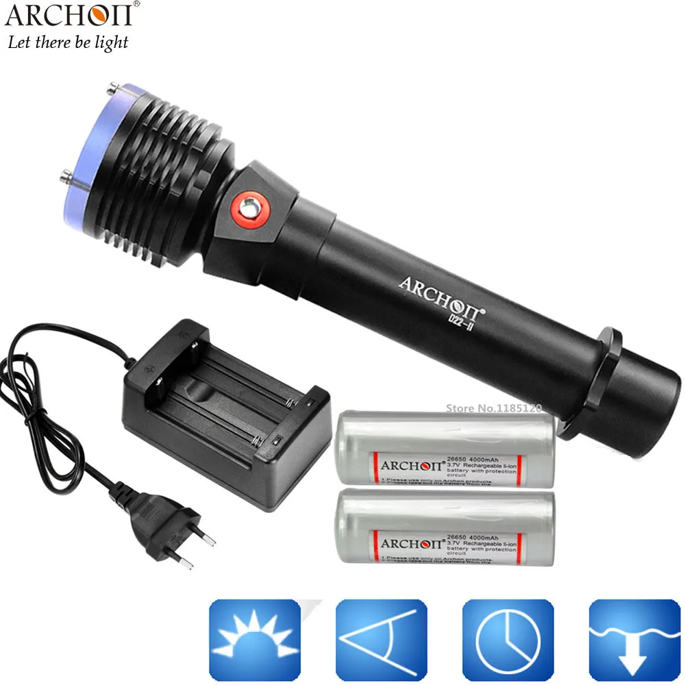 ARCHON D22-II светильник для дайвинга CREE XM-L2 U2 max 1200 люмен фонарь для дайвинга подводный 100 м водонепроницаемый светильник для дайвинга