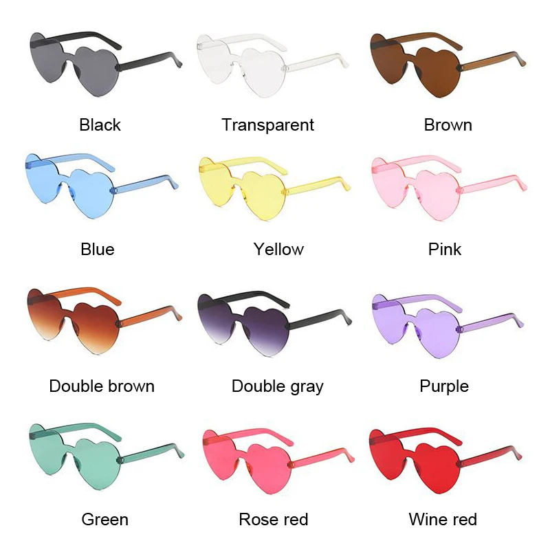 Новинка, цельные солнцезащитные очки с сердечками, женские прозрачные пластиковые очки, стильные солнцезащитные очки для женщин, яркие цвета