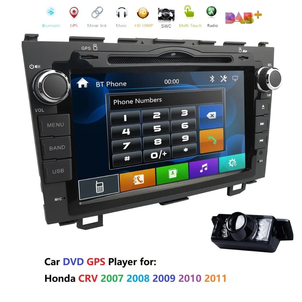 Для HONDA CRV 2007-2011 gps навигация " 2 din автомобильный монитор Bluetooth RDS радио рулевое колесо управление USB Сабвуфер AUX CAM-IN