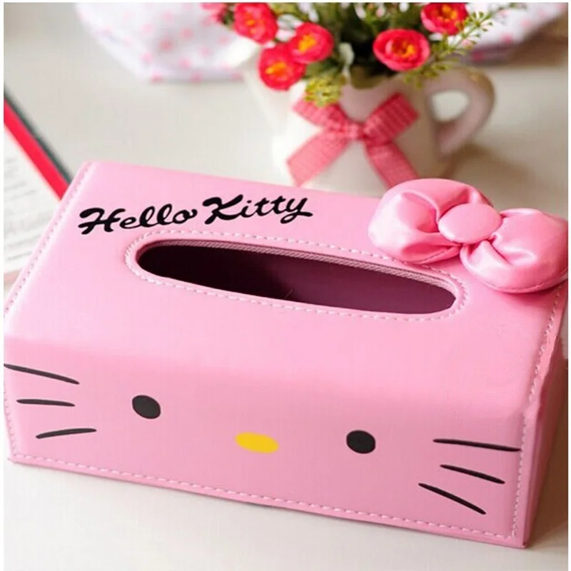 

Cute Cartoon Hello Kitty Doraemon Leather Tissue Box KT Cat Napkin Cover