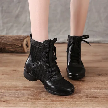 

Dance shoes female soft bottom adult square dance sailor dance shoes high to help autumn and winter leather.