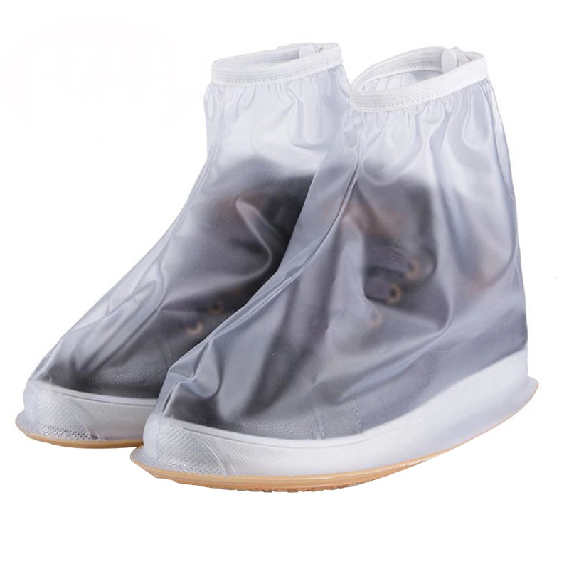 

Unisex Waterproof Rain Shoes Cover Reusable Boots Flat Overshoes Covers Slip Resistant PVC Material Zipper Open