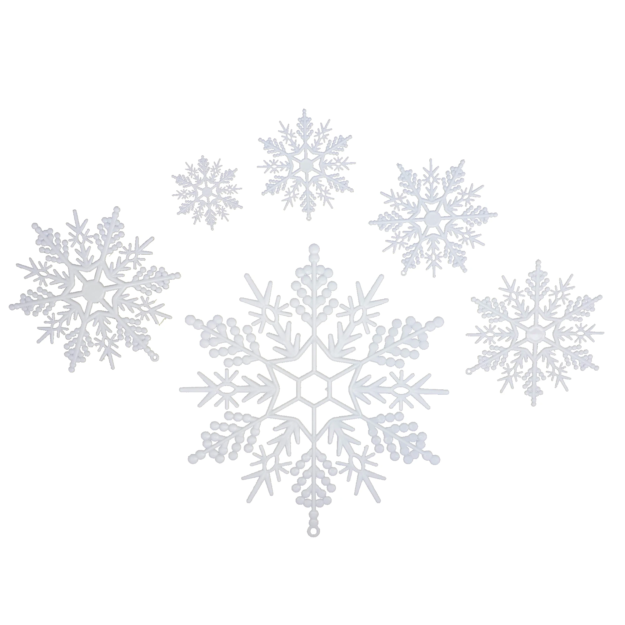 1set 7.5cm to 30cm Christmas Tree Ornament Frozen Party Pendant Wedding Decoration New Year White Powder Plastic Snowflake