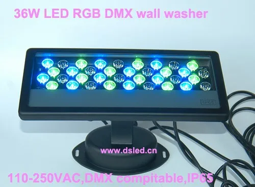 CE, 2 года гарантии, высокая мощность 36 Вт DMX светодиодный RGB шайбы стены, DMX светодиодный шайба стены, IP65, 110-250VAC, DS-T03-36W-RGB-DMX