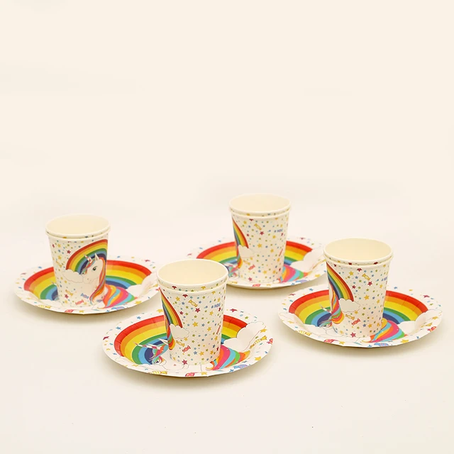 24pcs Lot Unicorn Dishes Plates Cups 12 People Use 24pcs Lot Unicorn Dishes Plates Cups 12 People Use Party Supplies Wedding