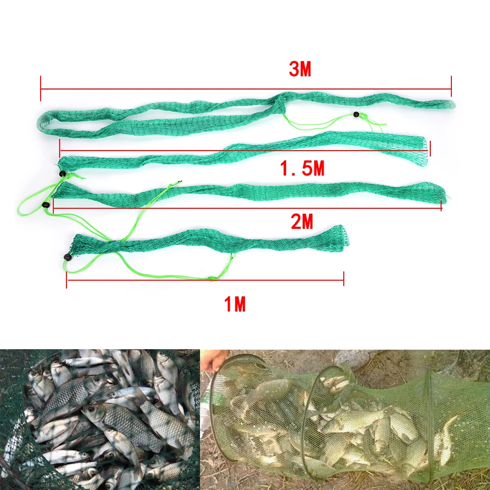 Супер длинный 3 м/2 м/1,5 м/1 м зеленый толстый провод сделанный мешок рыболовной сети рыболовная сетка защитный карман рыболовные снасти