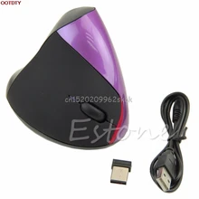 Inalámbrico recargable Ratón Vertical de Diseño Ergonómico Ratón Óptico de 1600 DPI USB Inalámbrico para el Ordenador portátil # H029 #
