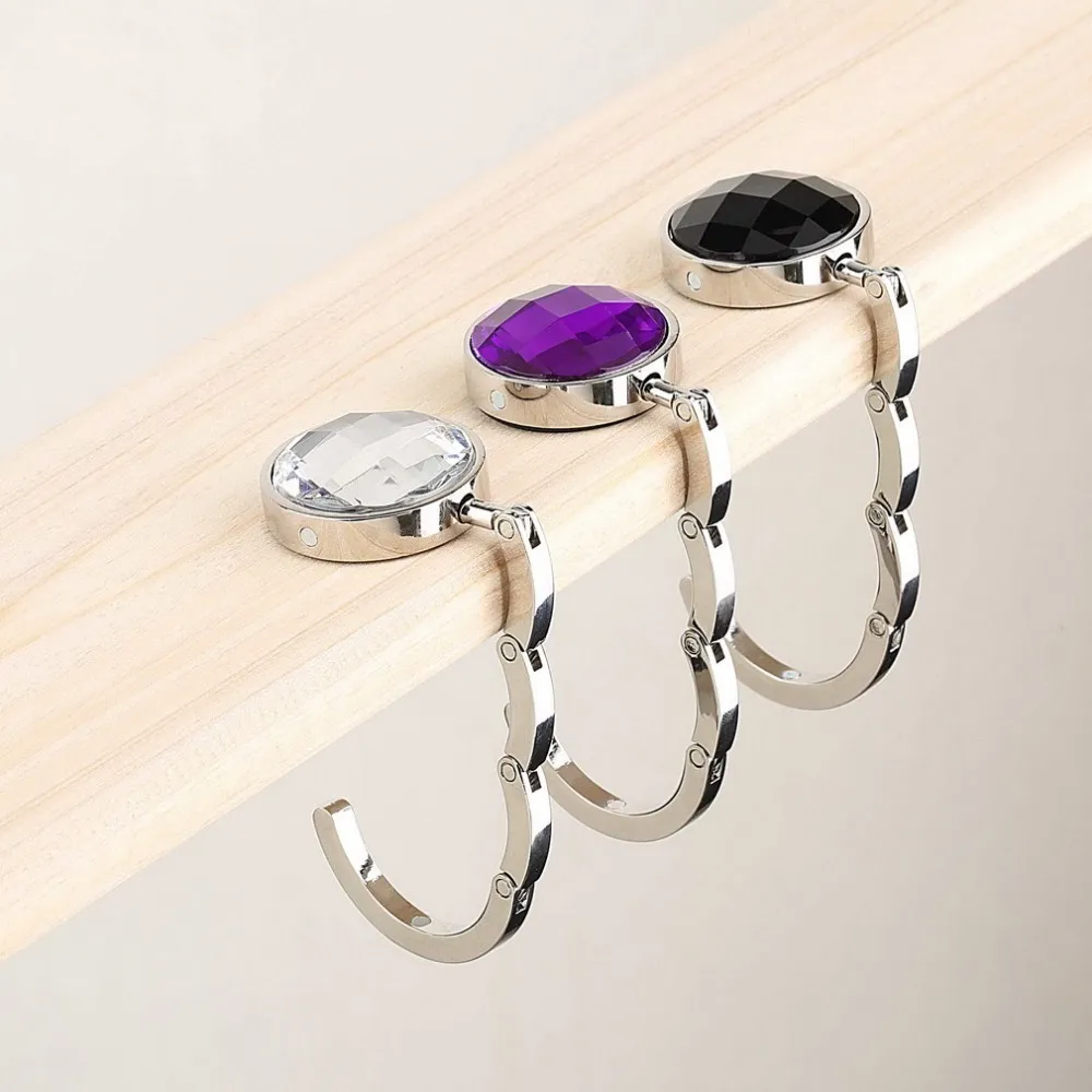

Portable Crystal Alloy Purse Holder Handbag Hook Foldable Hangbag Hook Desk Hanger Multiple Bag Accessories